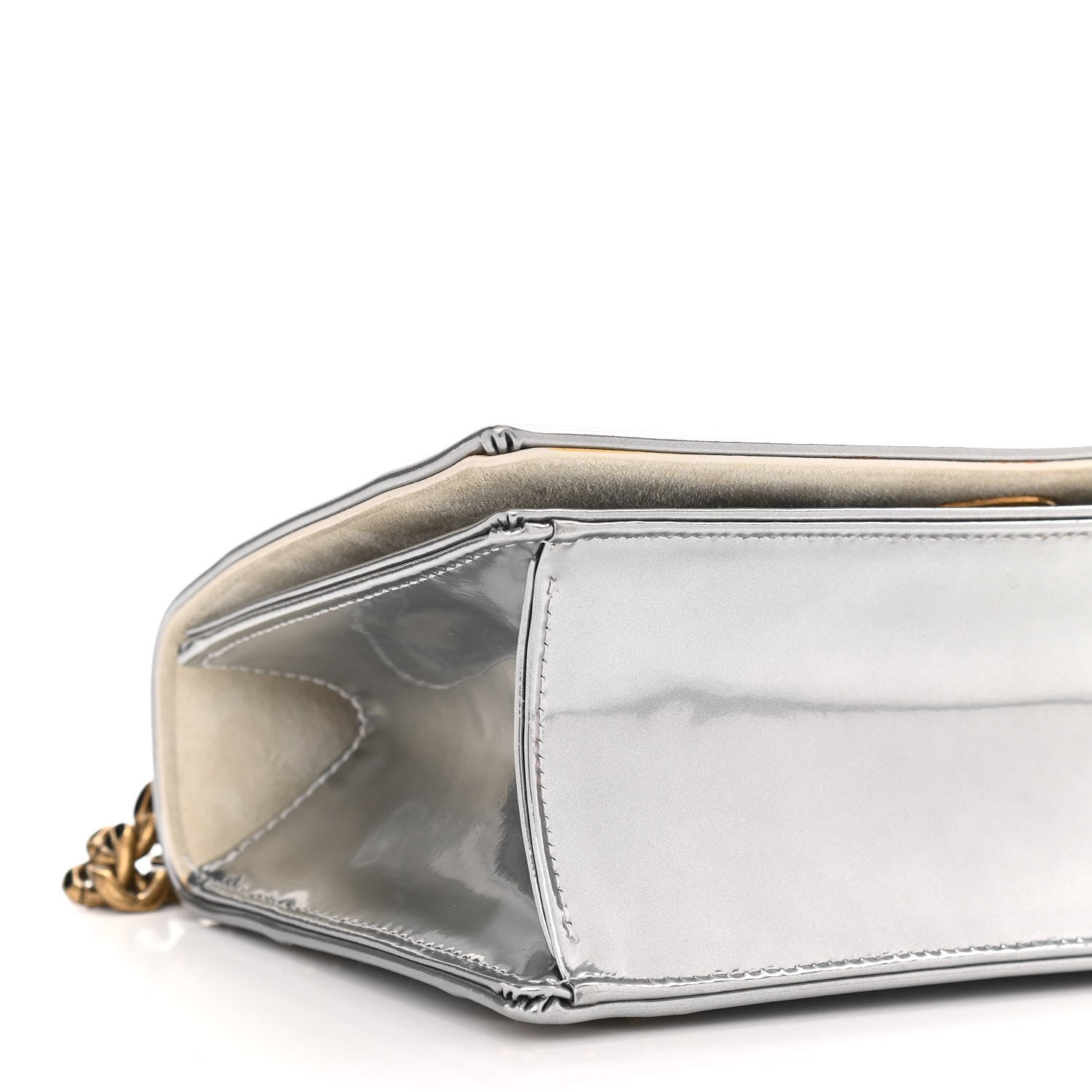 Christian Dior Metallic Patent Studded Small Diorama Flap Bag Silver 8 of 10