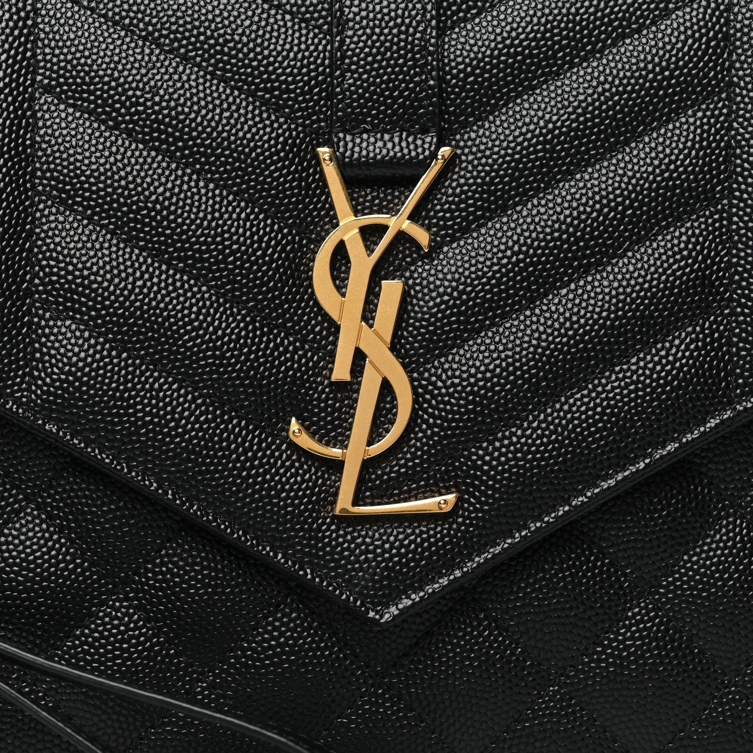Saint Laurent Grain De Poudre Textured Mixed Matelasse Triquilt Monogram Clutch Black 8 of 10