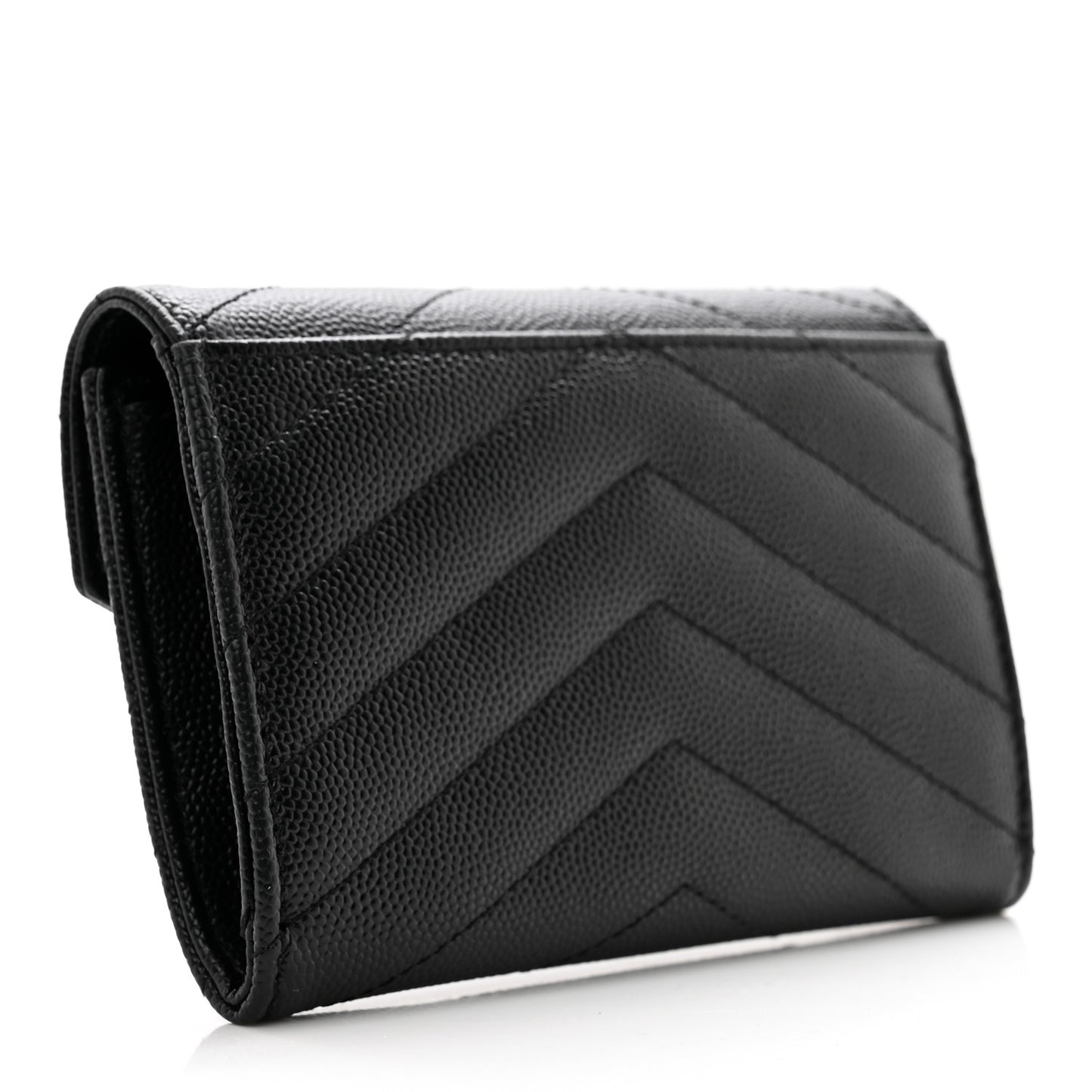 Grain De Poudre Matelasse Chevron Small Monogram Envelope Wallet Black