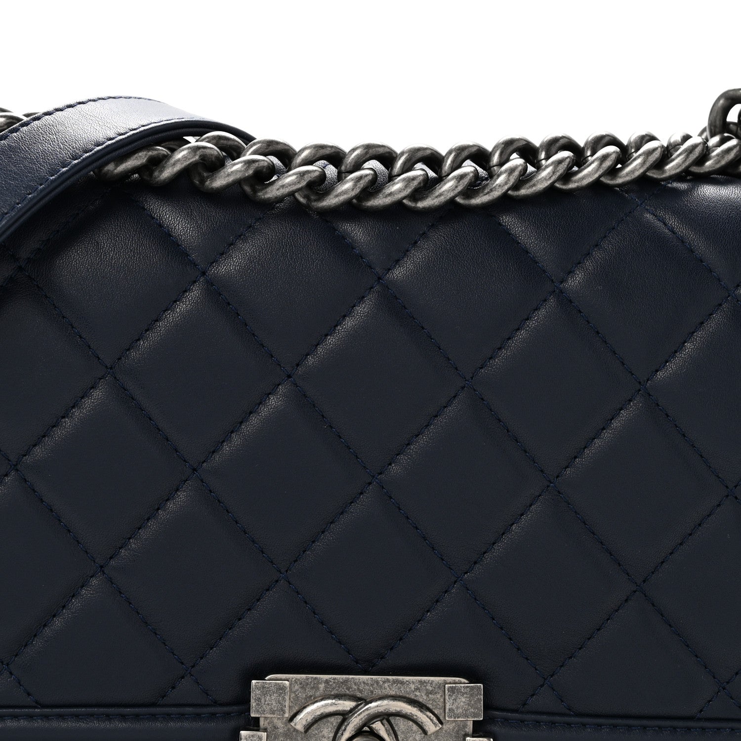 Chanel Calfskin Quilted Medium Boy Flap Navy 8 of 12