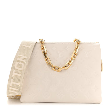 Louis Vuitton Lambskin Embossed Monogram Coussin PM Cream 1 of 9