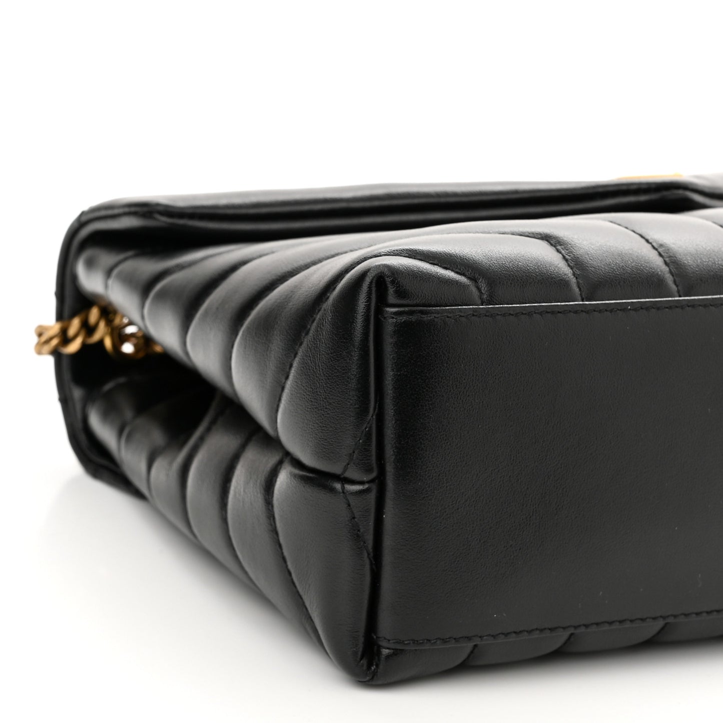 Calfskin Y Quilted Monogram Small Loulou Chain Satchel Black
