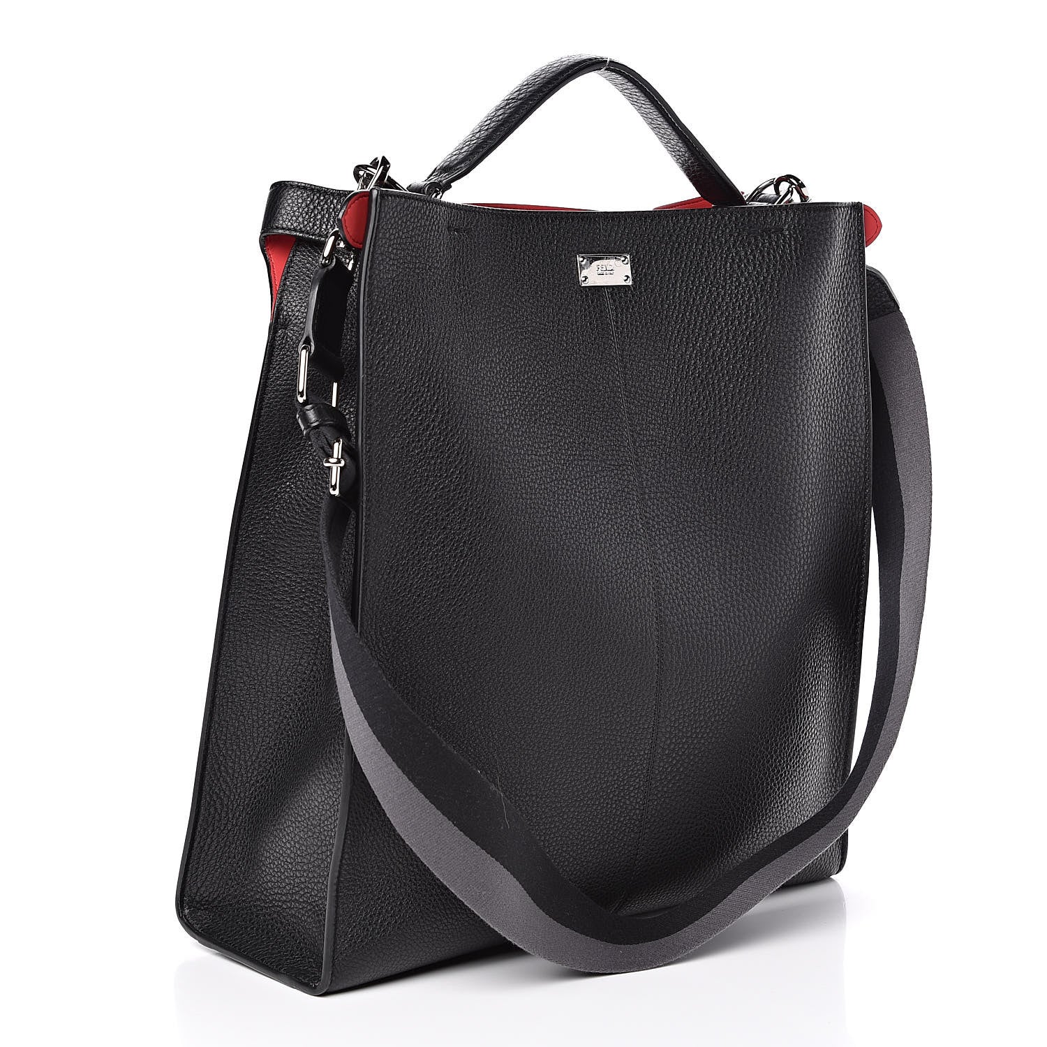 Fendi Cuoio Romano Fabric Marlon Vitello Century Peekaboo X-Lite Fit Black Rosso White Ice 3 of 9