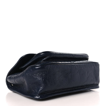 Saint Laurent Crinkled Calfskin Matelasse Monogram Baby Niki Chain Satchel Navy 4 of 10