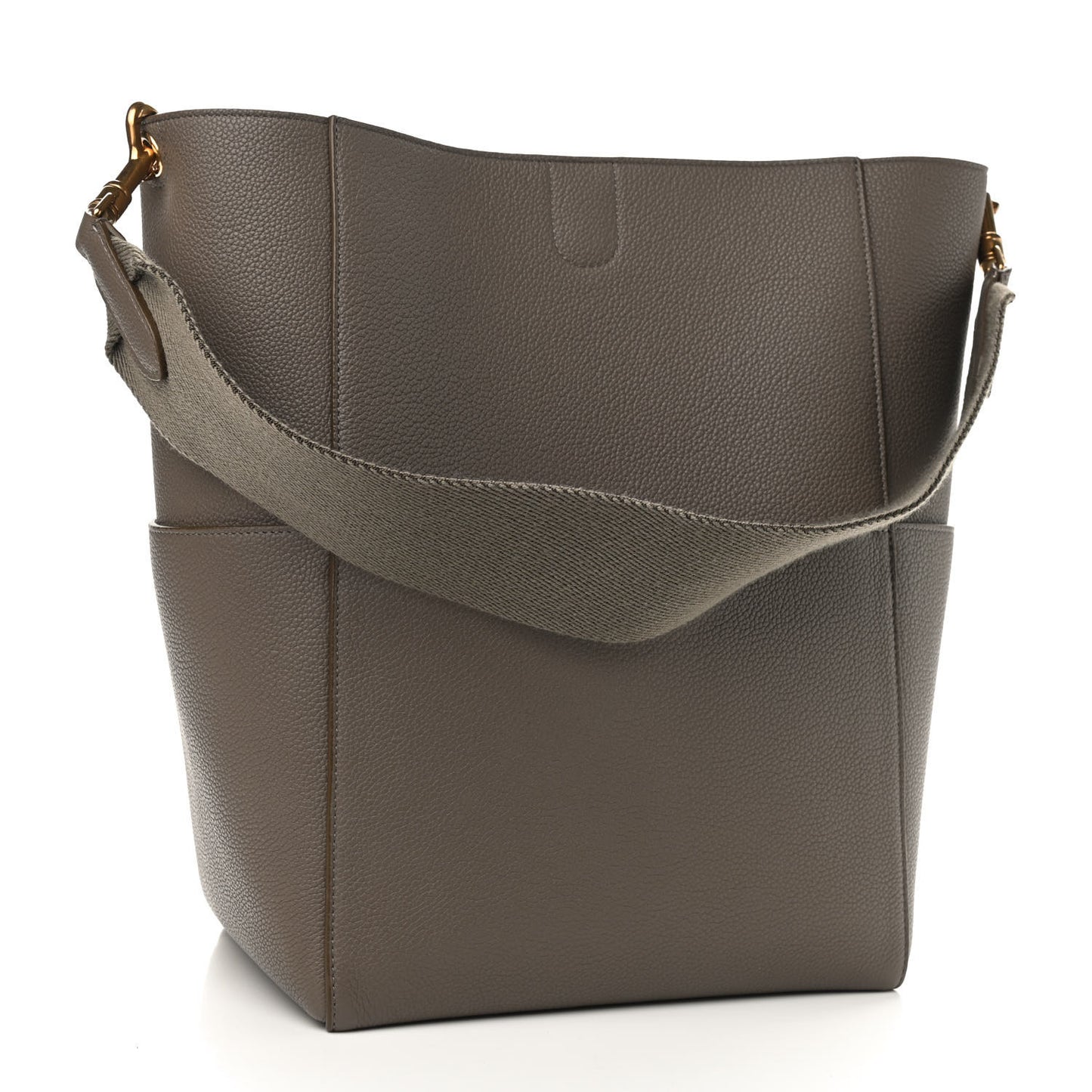 Soft Grained Calfskin Sangle Bucket Bag Taupe