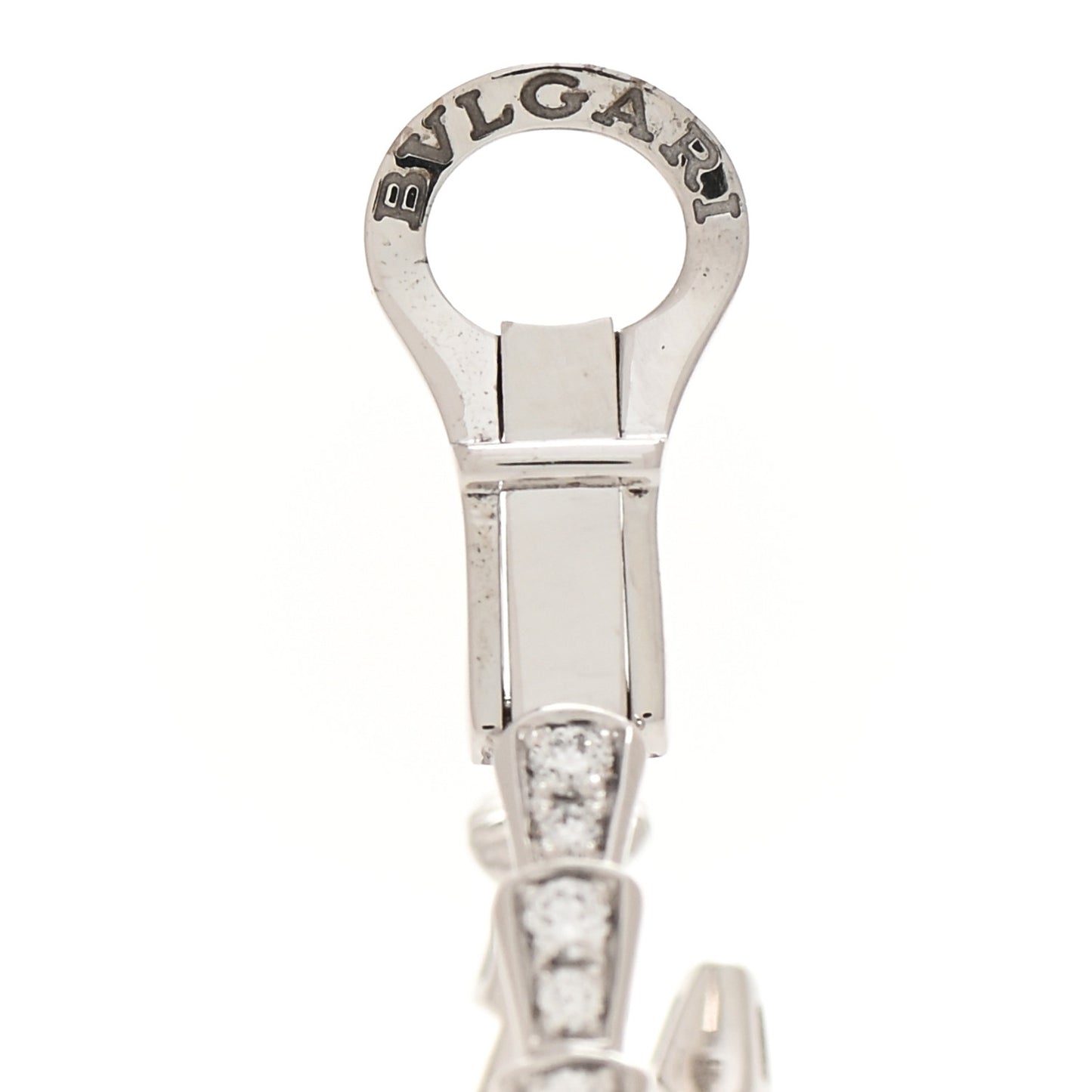 18K White Gold Diamond Serpenti Viper Hoop Pave Earrings