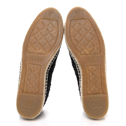 Chanel Laminated Lambskin Tweed CC Espadrilles 37 Black White Silver 7 of 11