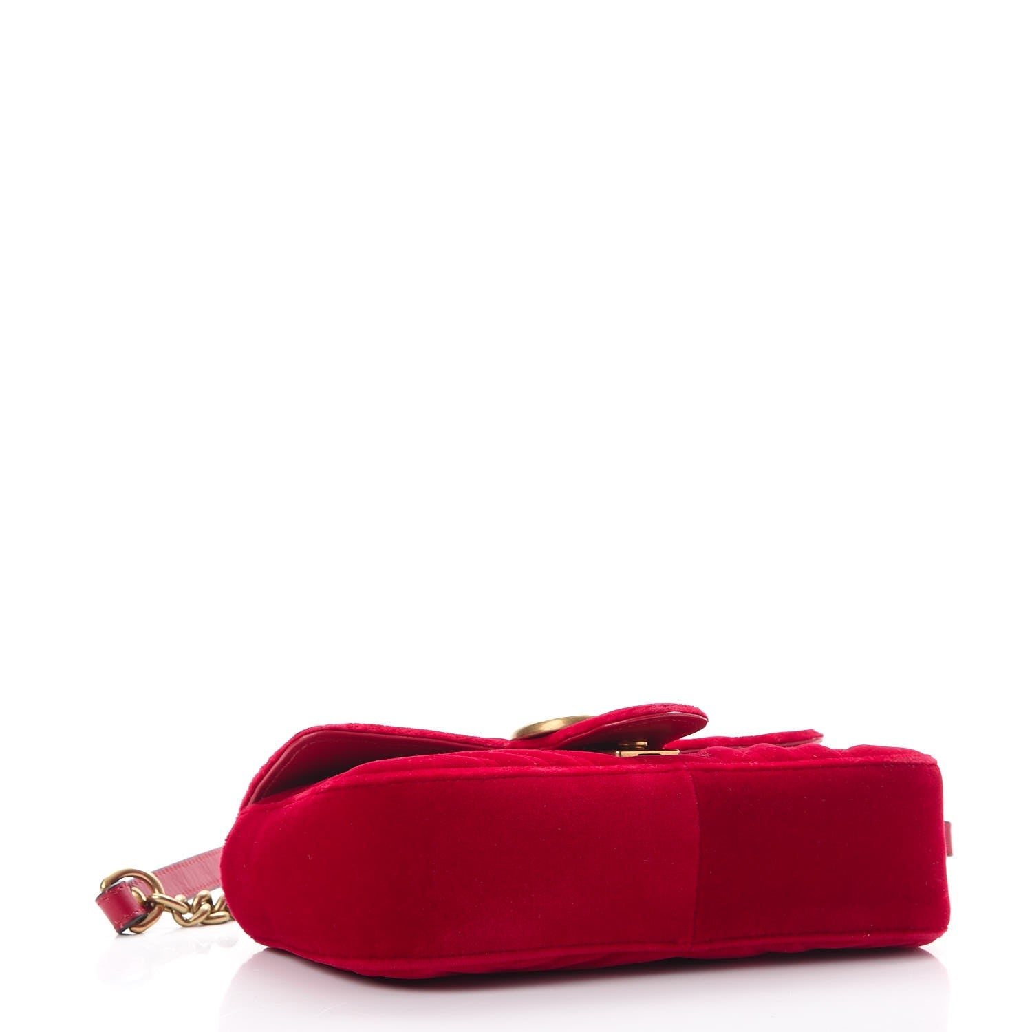 Gucci Velvet Matelasse Mini GG Marmont Shoulder Bag Hibiscus Red 4 of 8
