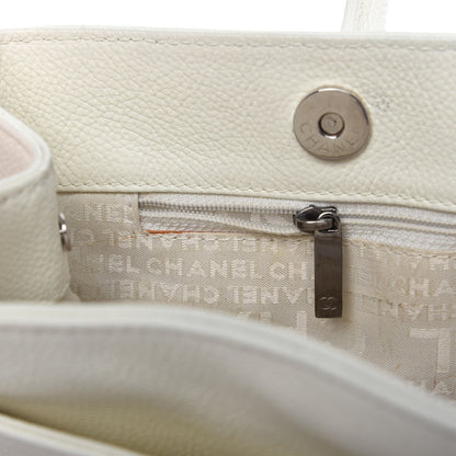 Chanel Calfskin Mademoiselle Lock Cerf Executive Shopper Tote White 11 of 14