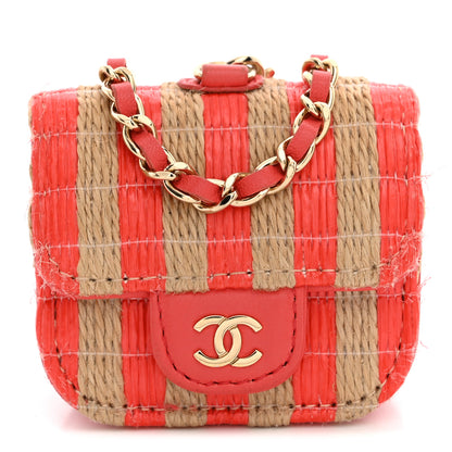 Chanel Raffia Jute Striped Airpods Pro Case Red Beige 1 of 10