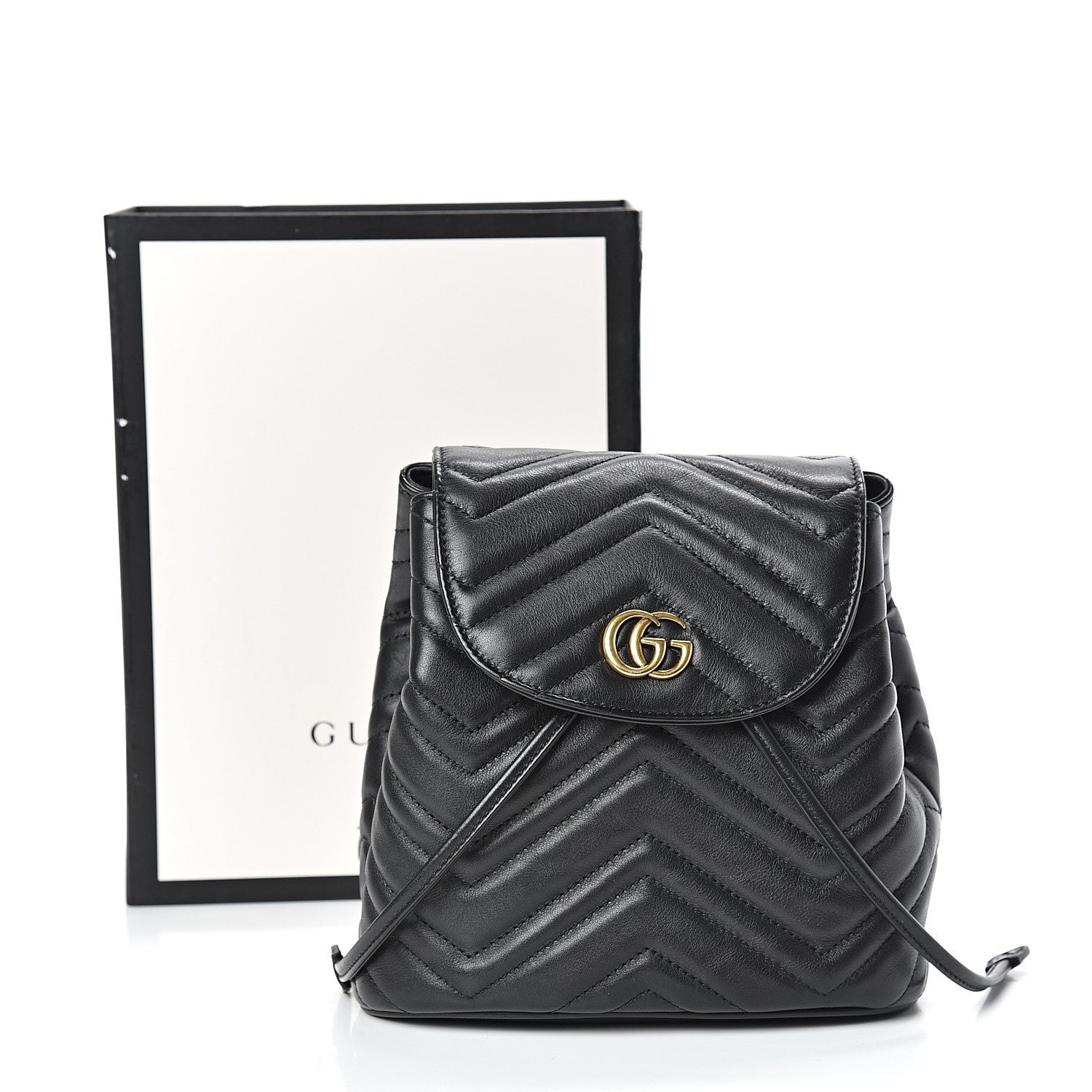 Gucci Calfskin Matelasse GG Marmont Flap Backpack Black 12 of 12