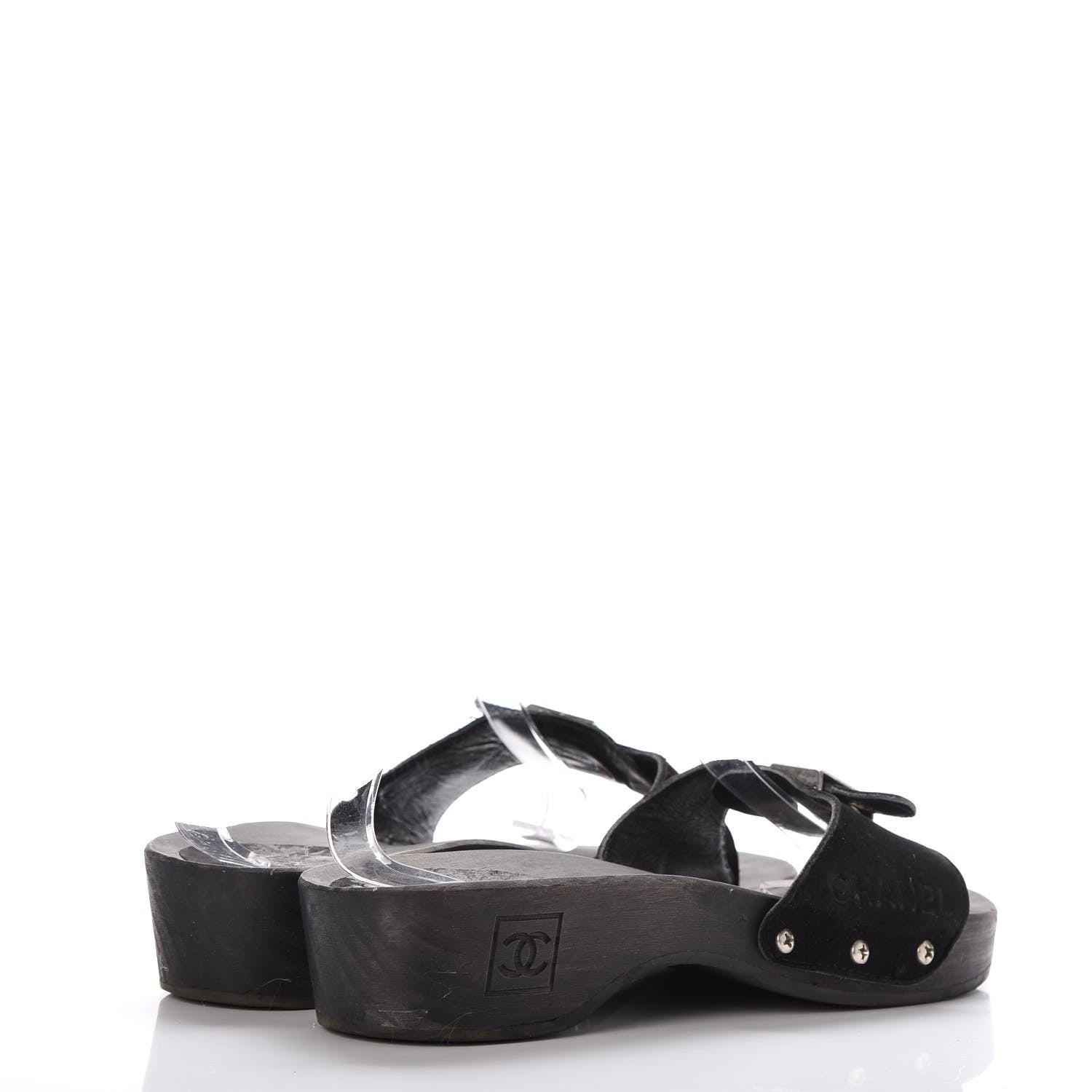 Chanel Suede CC Buckle Clogs 40 Black 4 of 11
