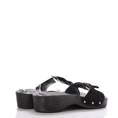 Chanel Suede CC Buckle Clogs 40 Black 4 of 11