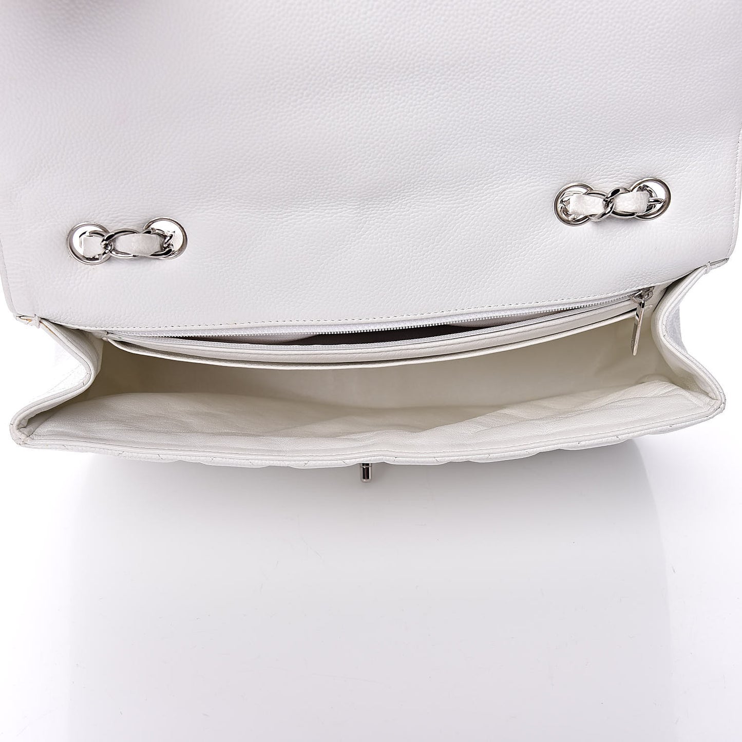 Caviar Quilted Jumbo Single Flap White