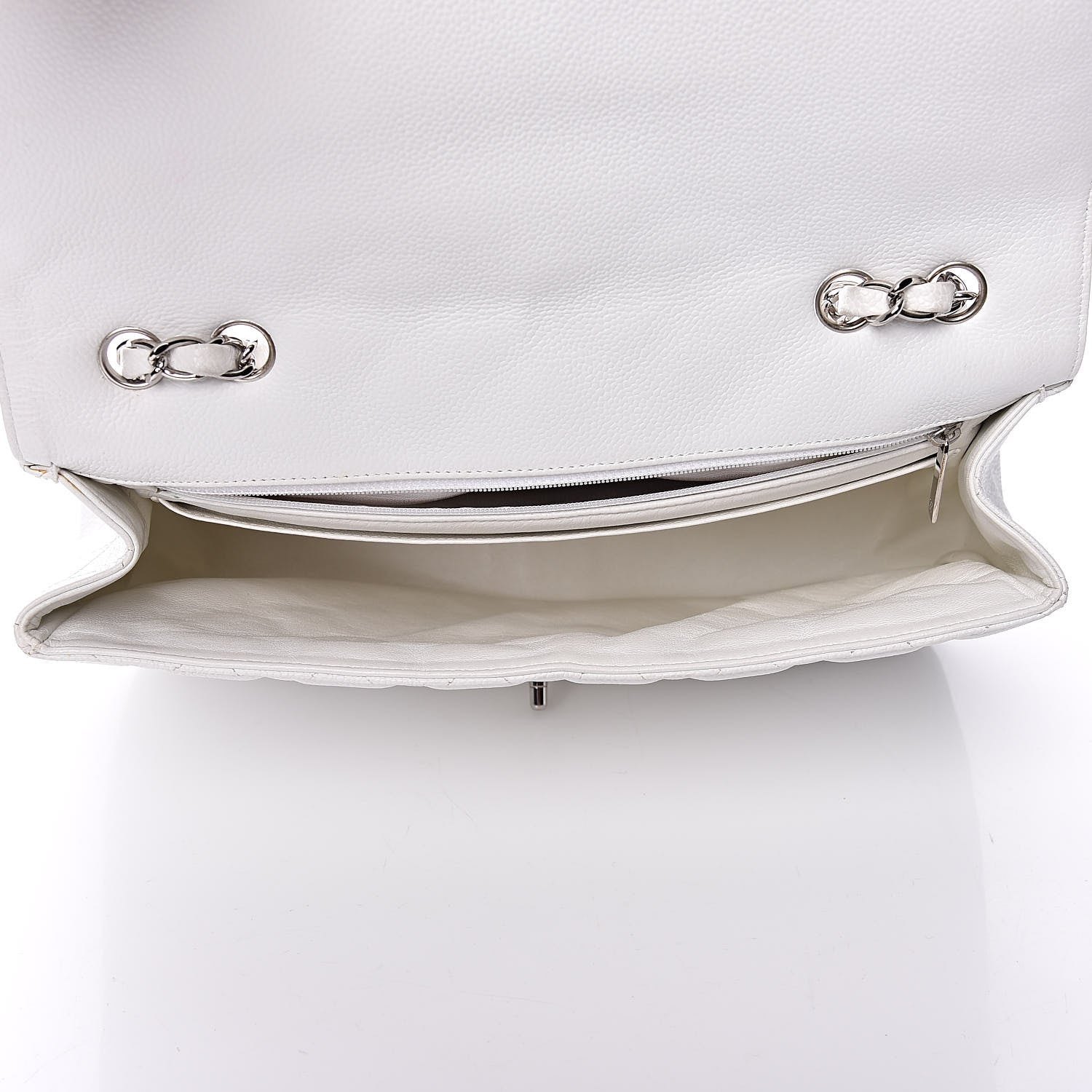 Chanel Caviar Quilted Jumbo Single Flap White 6 of 12