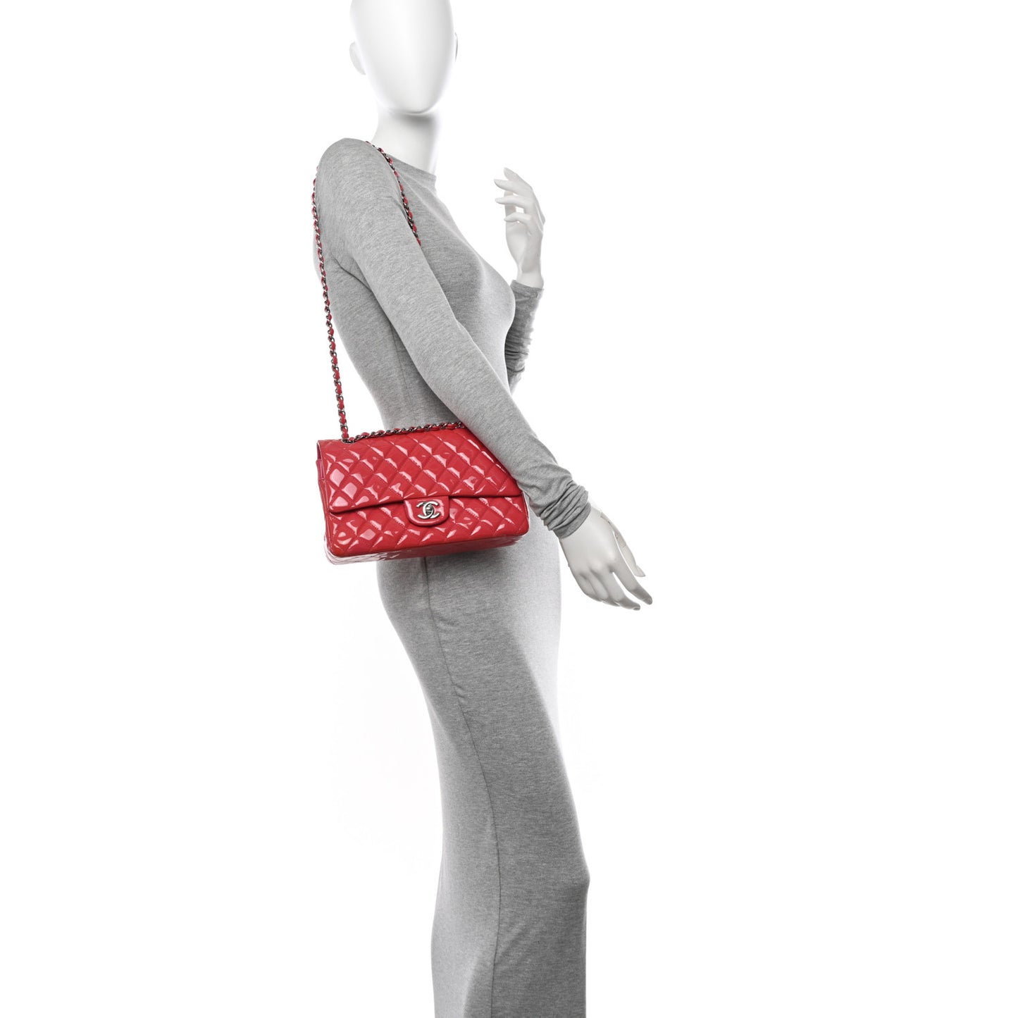 Patent Quilted Medium Double Flap Dark Pink