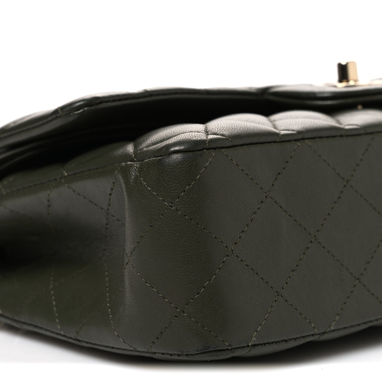 Lambskin Quilted Medium Double Flap Khaki