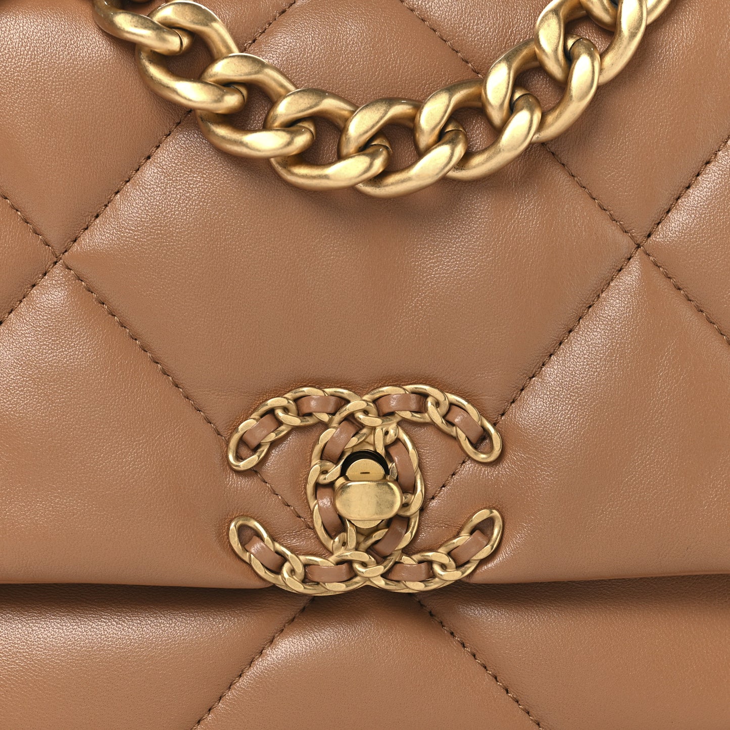 Lambskin Quilted Medium Chanel 19 Flap Brown