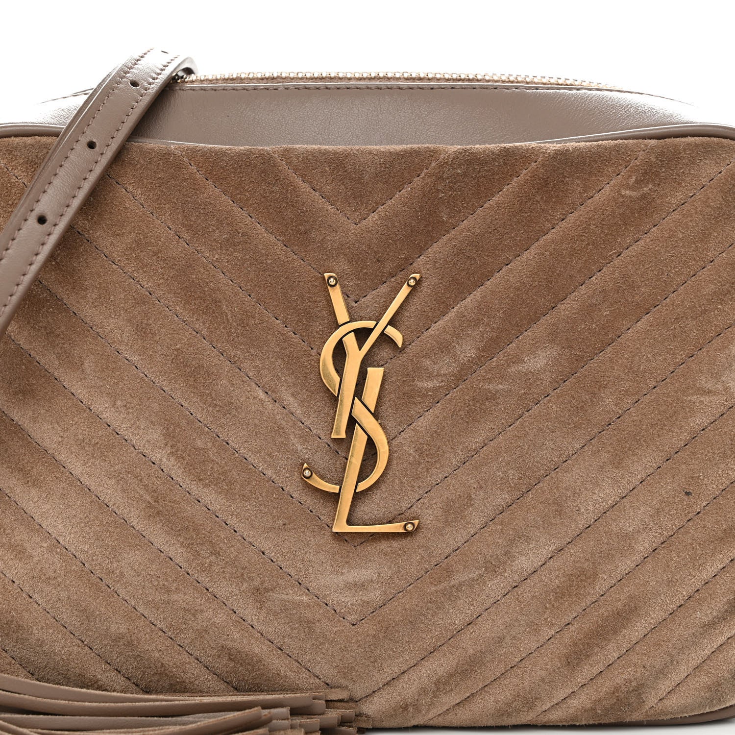Saint Laurent Suede Matelasse Monogram Lou Camera Bag Taupe 7 of 9