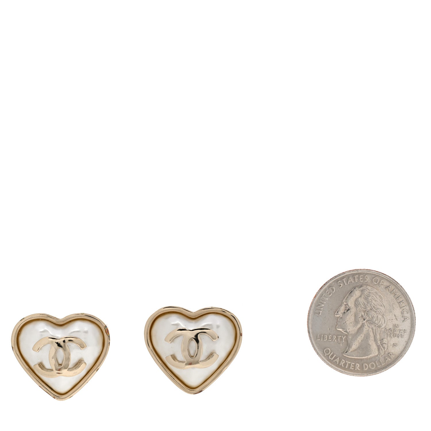 Chanel Pearl CC Heart Earrings Gold 2 of 9