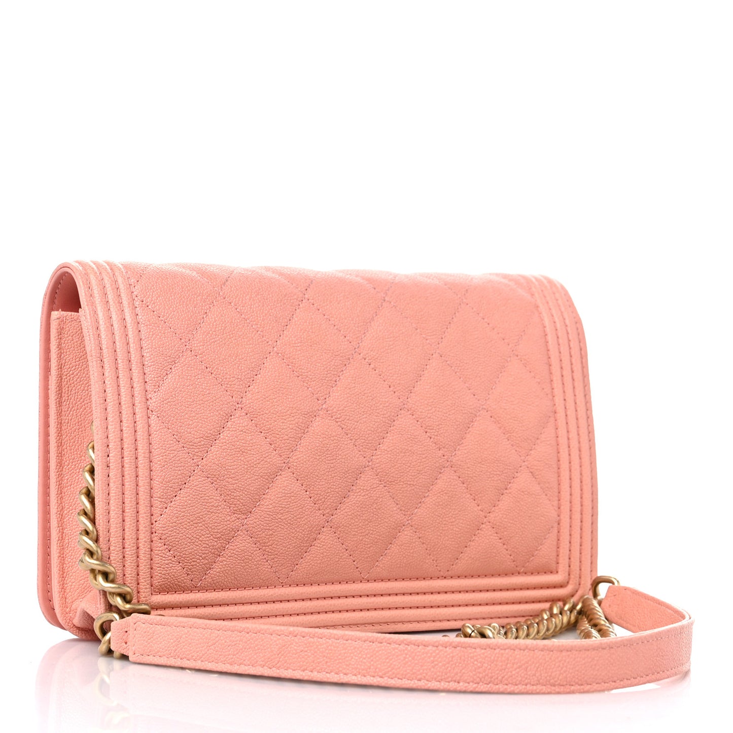 Caviar Quilted Boy Wallet On Chain WOC Pink