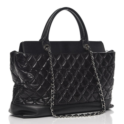 Chanel Aged Calfskin Quilted Be CC Tote Black 2 of 9