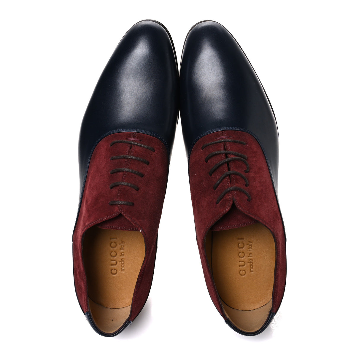 Gucci New Waxed Calfskin Supersofty Oxfords 11 Black Burgundy 2 of 11