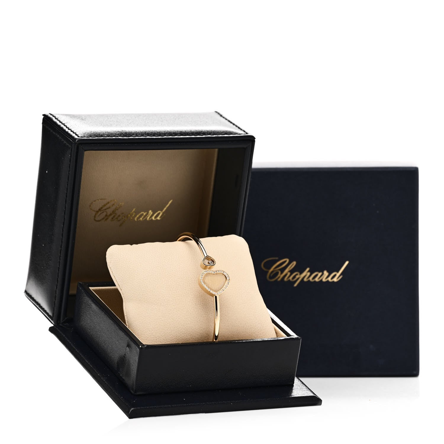 Chopard 18K Yellow Gold Diamond Happy Hearts Bangle Bracelet 5 of 5