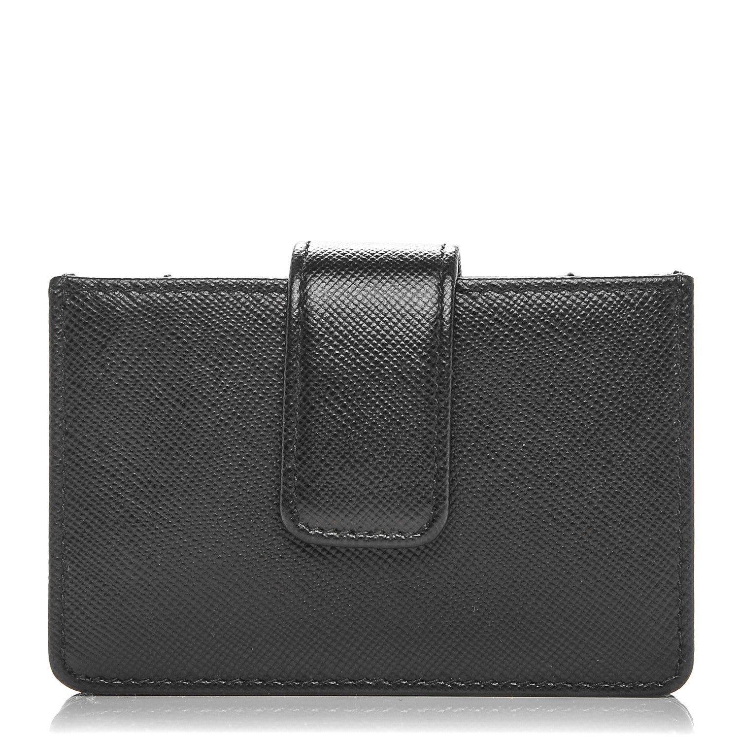 Prada Saffiano Oro Gusseted Card Holder Black 1 of 6