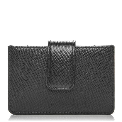 Prada Saffiano Oro Gusseted Card Holder Black 1 of 6
