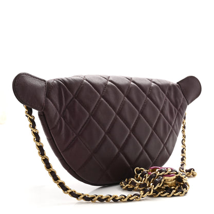 Chanel Shiny Lambskin Enamel Quilted Waist Bag Fanny Pack Burgundy 3 of 10