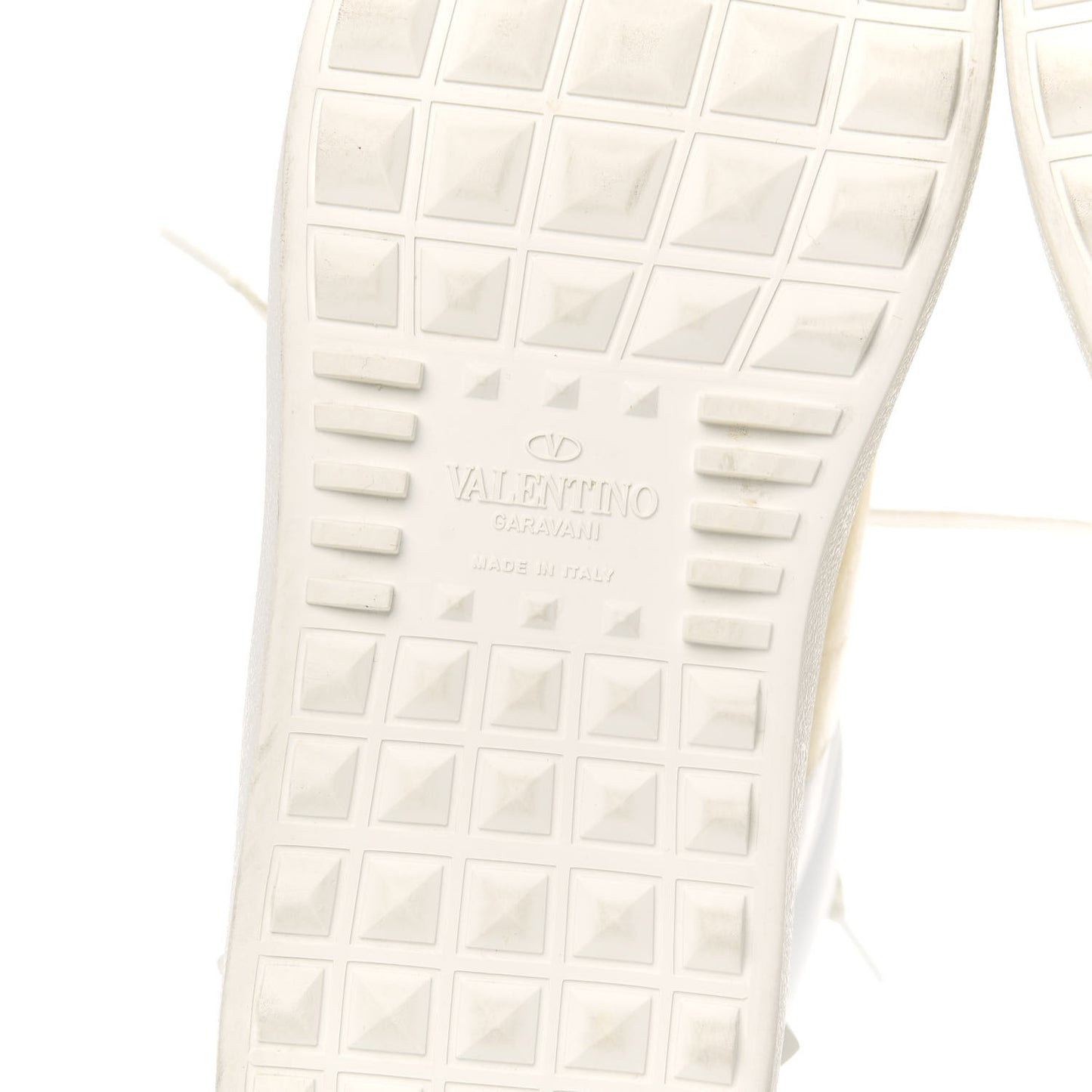Calfskin Womens Rockstud Open High Top Sneakers 37.5 White Platino