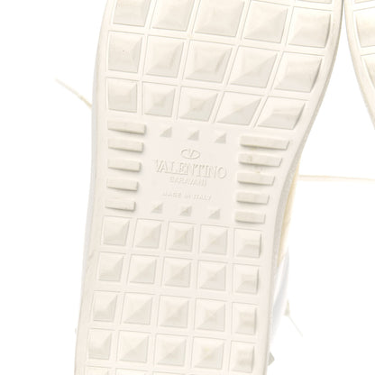 Valentino Garavani Calfskin Womens Rockstud Open High Top Sneakers 37.5 White Platino 6 of 9