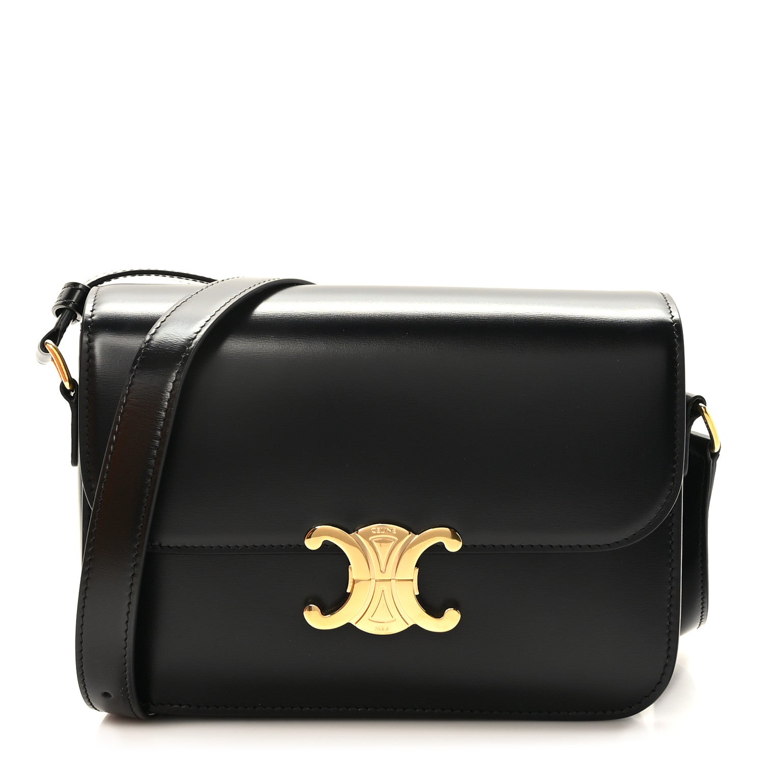 Celine Shiny Calfskin Medium Triomphe Black 1 of 10
