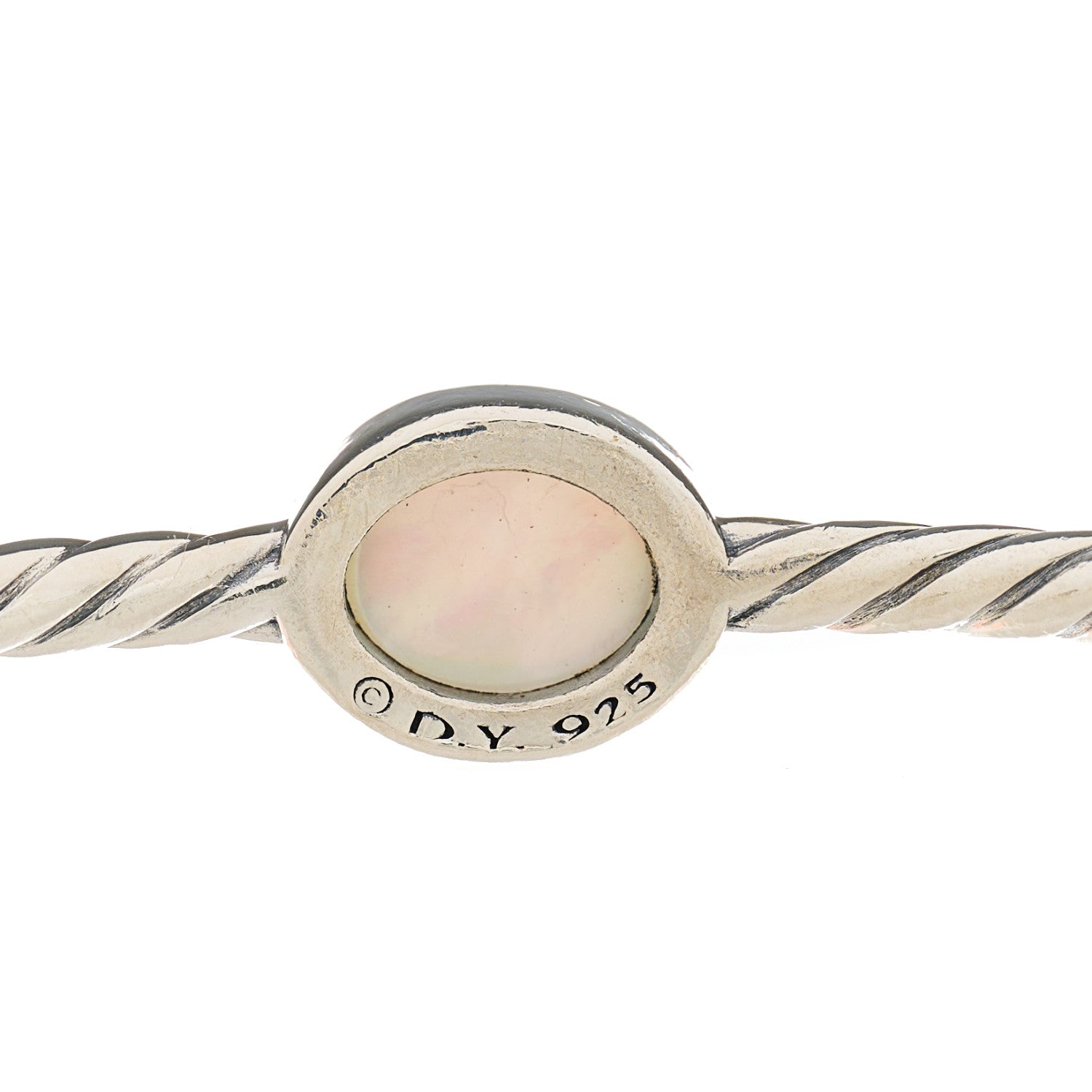 David Yurman Sterling Silver Mother of Pearl 3mm 4 Station Bangle Bracelet 3 of 3