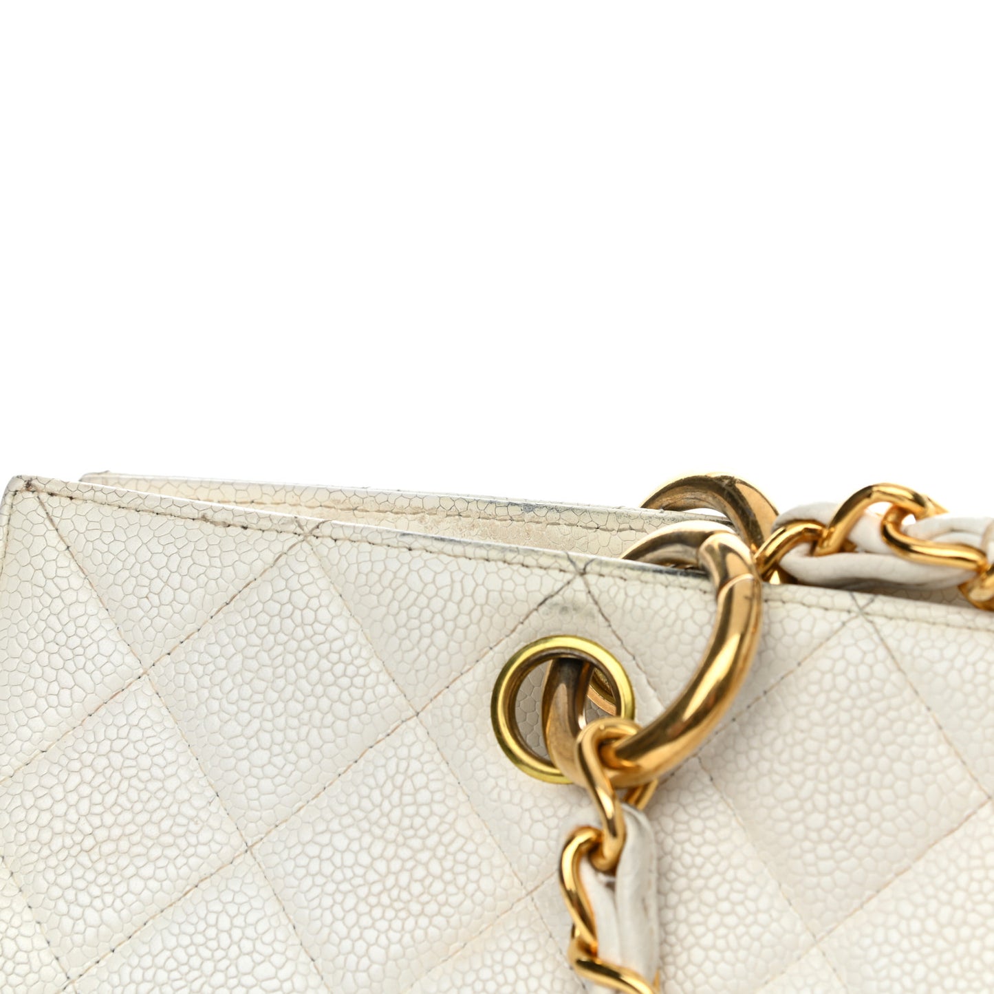 Caviar Quilted CC Tote White