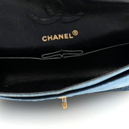 Chanel Denim Quilted Medium Double Flap Light Blue 5 of 12