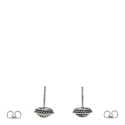 David Yurman Sterling Silver Black Diamond 7mm Petite Albion Earrings 3 of 4