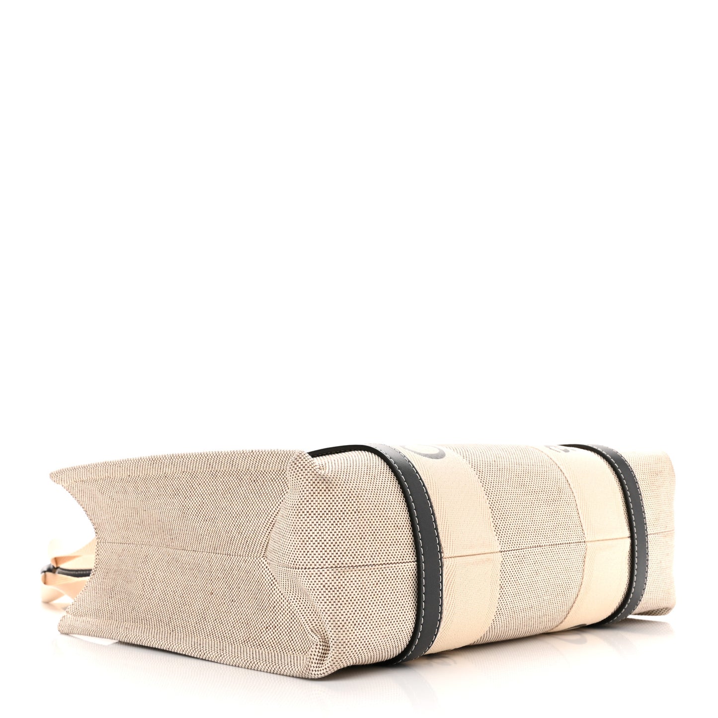 Cotton Calfskin Medium Woody Ribbon Tote White Black