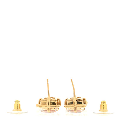 Chanel Crystal Tweed CC Drop Earrings Pink Gold 3 of 5