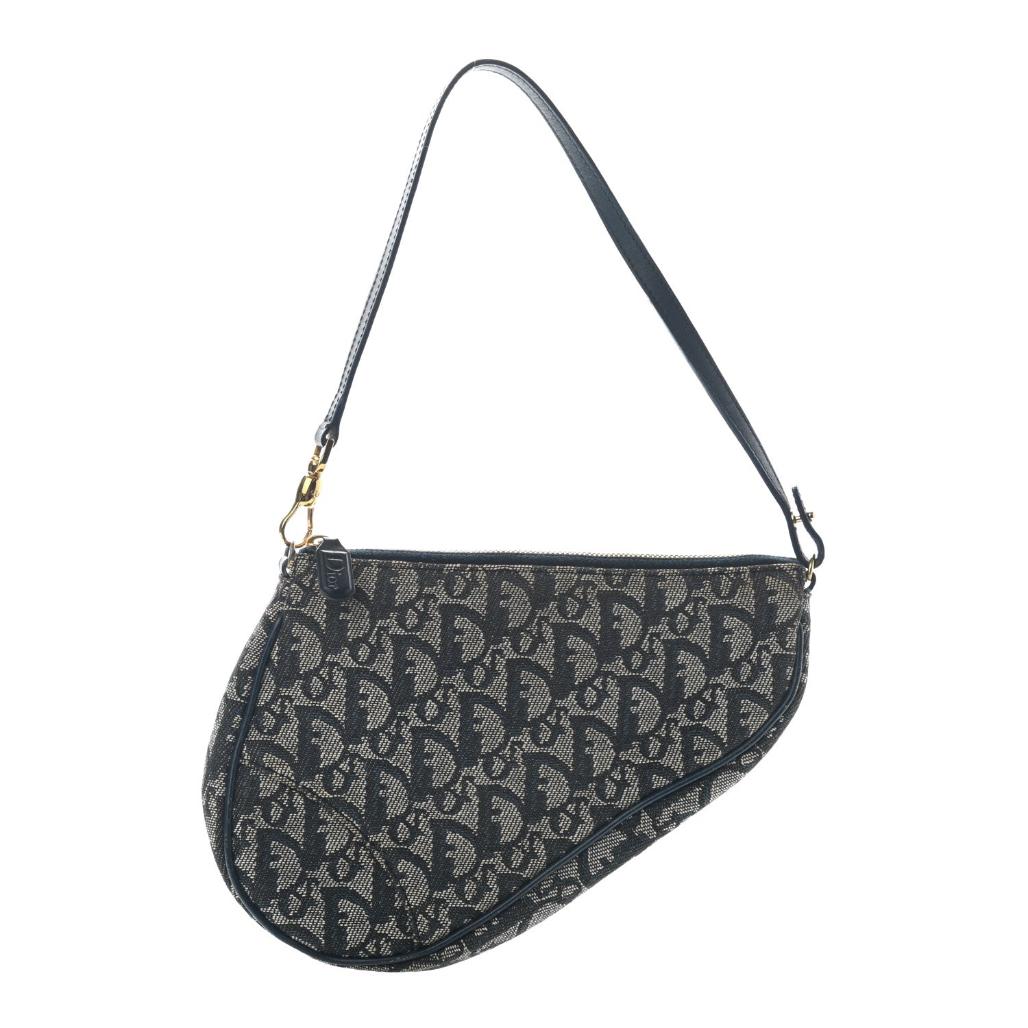 Christian Dior Monogram Mini Saddle Pochette Navy 1 of 7
