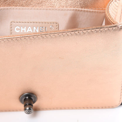 Chanel Metallic Calfskin Perforated Small Boy Flap Rose Gold 10 of 11