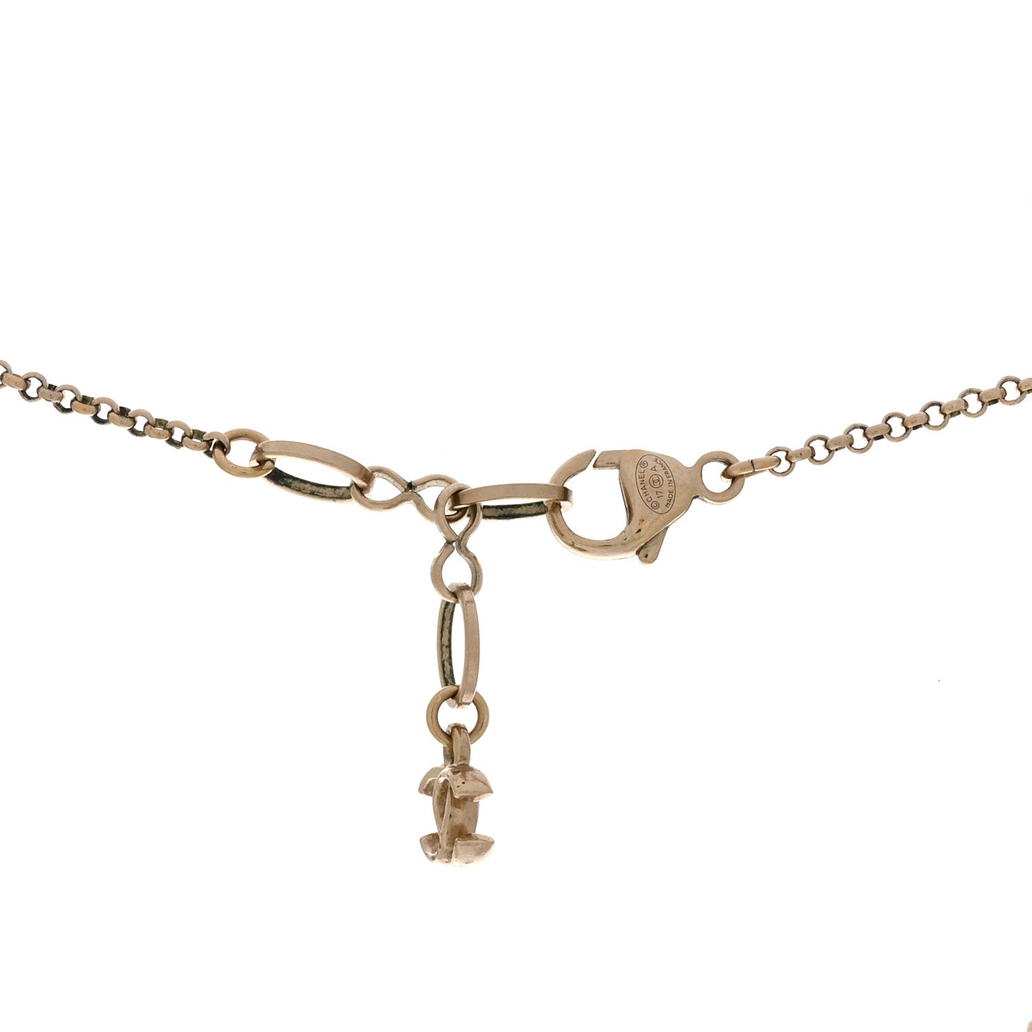 Chanel Resin Strass Pearl Perfume Bottle CC Necklace Black Gold 5 of 6