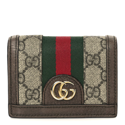 Gucci GG Supreme Monogram Web Ophidia Card Case Beige New Acero 1 of 11