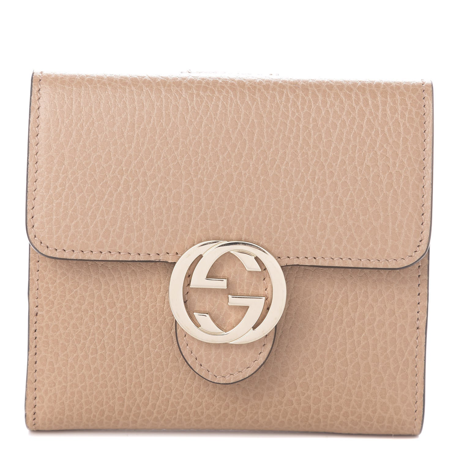 Gucci Dollar Calfskin Interlocking G French Wallet Camelia 1 of 7