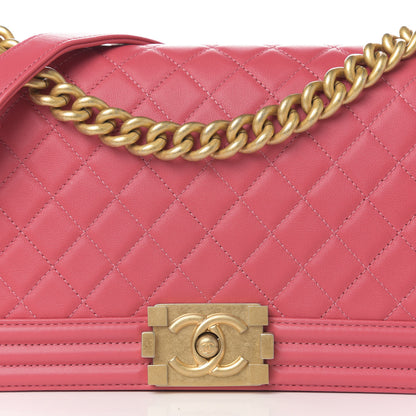 Chanel Calfskin Quilted Medium Boy Flap Dark Pink 10 of 10