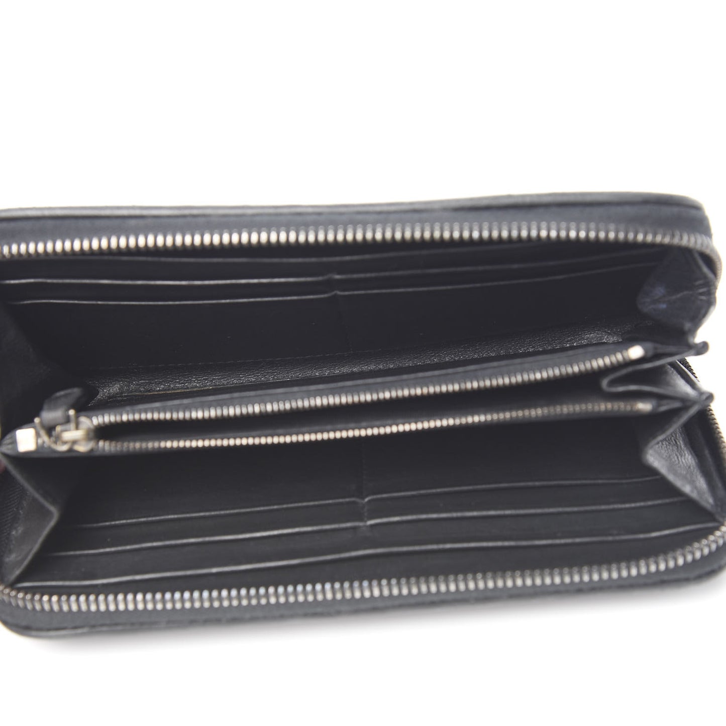 Nappa Intrecciato Zip Around Wallet Black Ebano