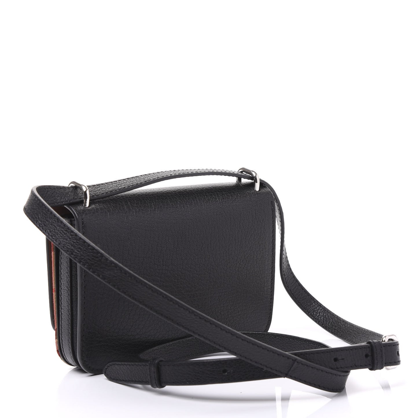 Goatskin Vintage Check Mini D-Ring Bag Black