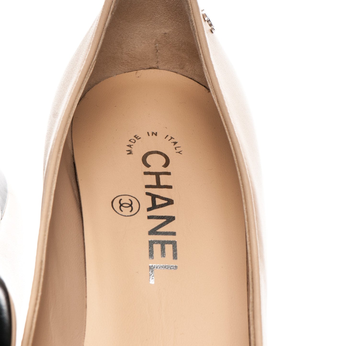 Lambskin Cap Toe Bow Pumps 39 Beige Black