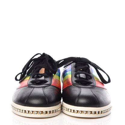 Gucci Calfskin Crystal Rainbow Womens Falacer Sneakers 39.5 Black 2 of 9